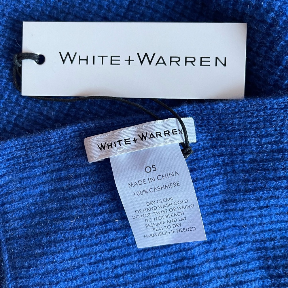 White + Warren Admiral Blue Cashmere Waffle Scarf 20590 - Picture 5 of 6